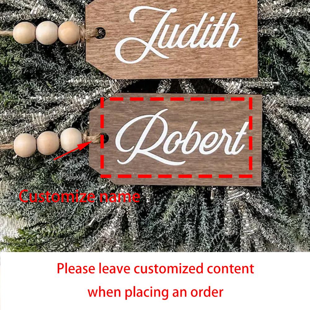 Personalized 3Pcs Wooden Stocking Tag Christmas Stocking Name Tags Farmhouse Present Tags Farmhouse Xmas Fireplace Tree Decor