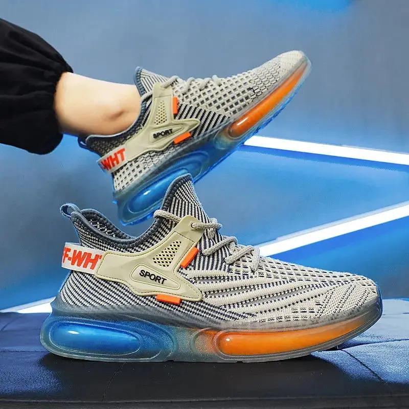 Роскошные мужские спортивные туфли 2024 года, новые дышащие сетчатые кроссовки с желеобразной подошвой, модные повседневные туфли для молодежи, кроссовки для студентов, мужские