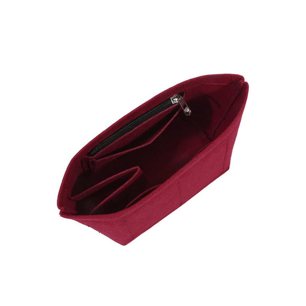 Felt Purse Organizer with Compartments Cosmetic Bag Portable Bucket Handbag Removable Inner Liner Women Suitable for Travel