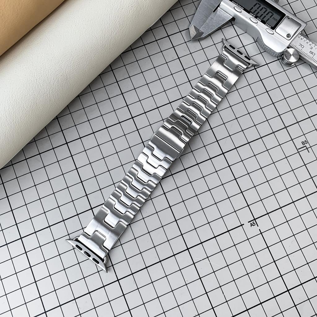 Ремешок титанового цвета для Apple Watch Series 11 46 мм 42 мм, ремешок из нержавеющей стали H-образной формы, браслет для iWatch Ultra 3 2 49 мм 45 мм 40 41 мм SE3 44 мм