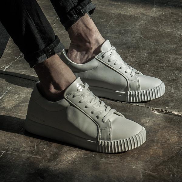 BSC T by Clash 786 Monaco Lettering Height-raising Sneakers White Silver-street