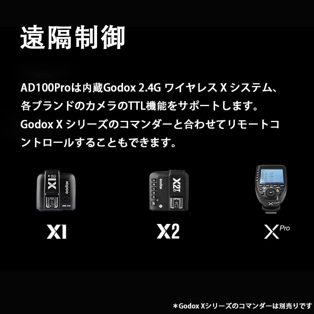 Вспышка GODOX AD100Pro LED Моделирующий свет HSS Японская инструкция Стробоскоп, 100 Вт, TTL, 2.4G Беспроводная, Лампа, 1/8000 с, [Б/У]