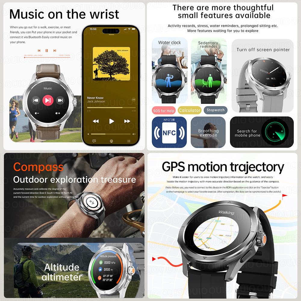 2025 Новые умные часы S4 Ultra Outdoor Sports для мужчин 1,53 дюйма AMOLED NFC GPS компас пульсометр водонепроницаемые BT вызов умные часы