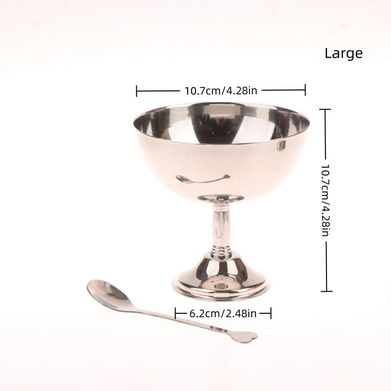 Stainless Steel Dessert Cup Vintage Durable Pudding Milk Jelly Ice Cream Cup Bowl Salad Bowl Dessert Fruit Plate Snack Dish