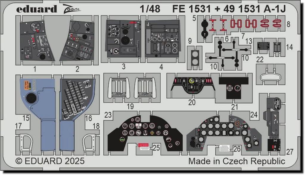 eduard Серия Zoom Skyraider Фототравление Детали Пластиковые Детали Модели EDUFE1531 1/48 A-1J (для Тамии) (Самолет)