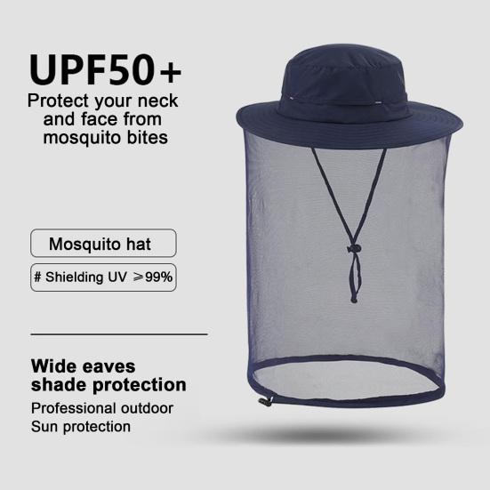 Шляпа с москитной сеткой для мужчин и женщин с широкими полями, защита от солнца, панама с вуалью, защита от насекомых для рыбалки, пешего туризма