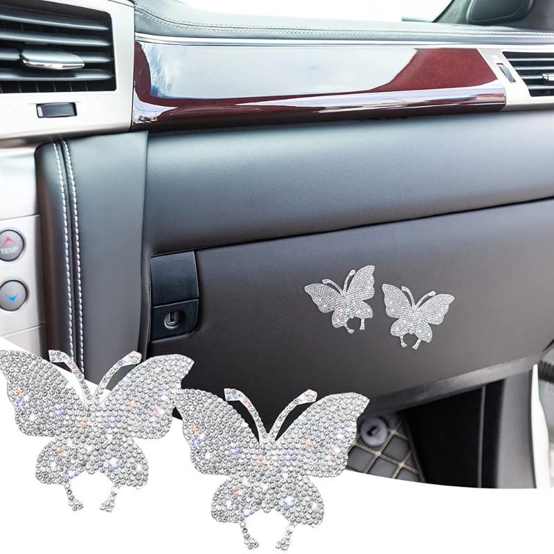 Shimmering Rhinestones Butterfly Car Sticker Sparklings Crystal Decal for Bumpers Window Laptop& DIY Auto Accessories