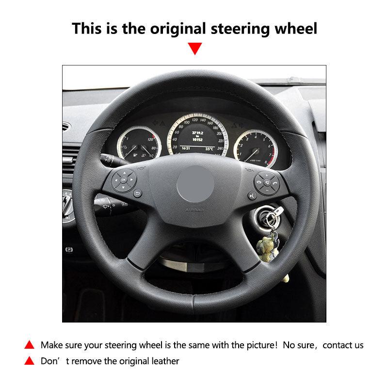 Braids on Car Inner Steering Wheel For Mercedes Benz C Class W204 2007 2008 2009 2010 2011 Microfiber Leather Cover Trim red bar