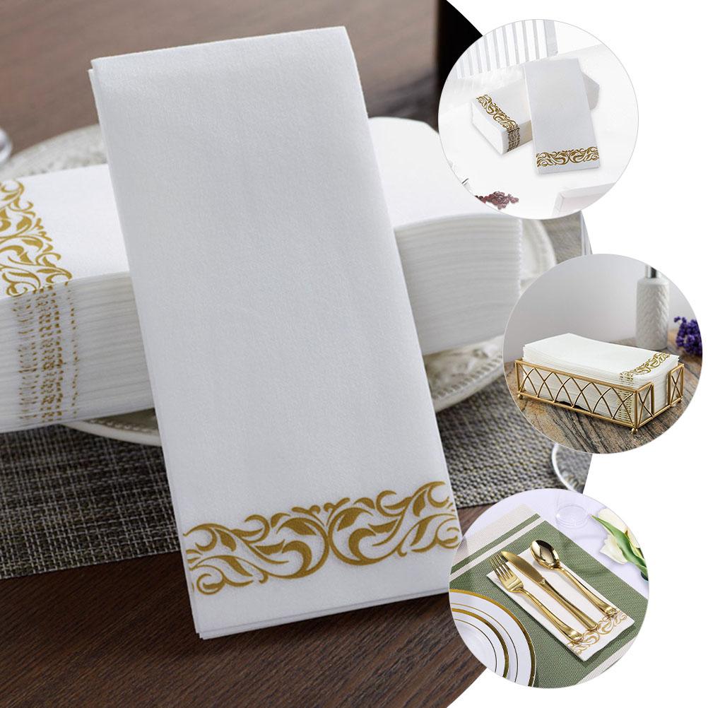 25Pcs Golden Dustproof Napkins Disposable Dinner Paper Serviettes Wedding Party Banquet Decorations Safe Skin Friendly Sanitary