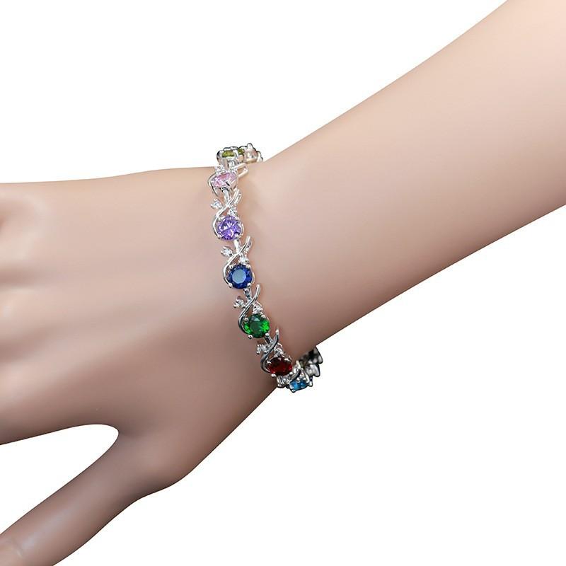 Женский браслет из циркона с цветами свежей сливы, креативный, универсальный, многоцветный