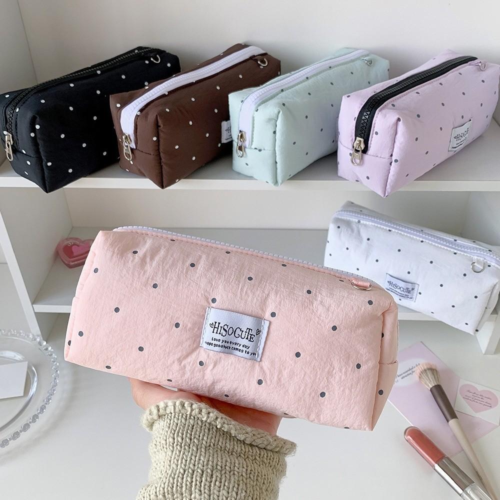 Pencil Pouch Korean Style Pen Bag Large Capacity Cloth Stationery Bag Y2k Dots Pencil Case  Office