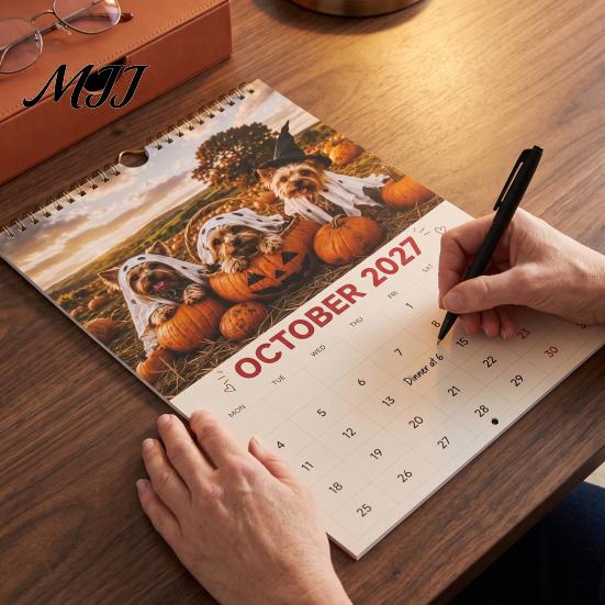 Academic Year Time Planner Yorkshire Terriers 2027 Wall Calendar, Cute Dog 12 Monthly Planner, Thick Animal Theme Office Decor Paper Spiral