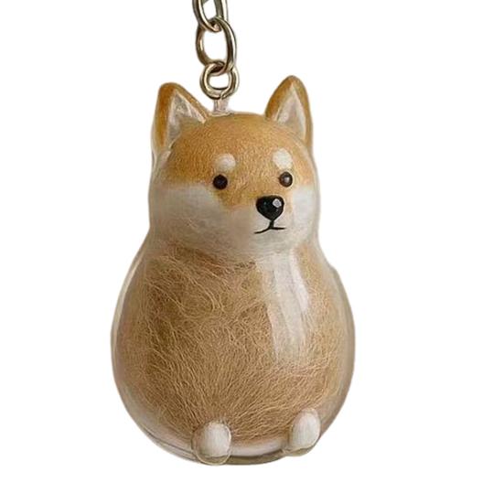 Dog Hair Collector Keychain Memorial Storage Keychain Dog Shape Charm Box Transparent Pet Fur