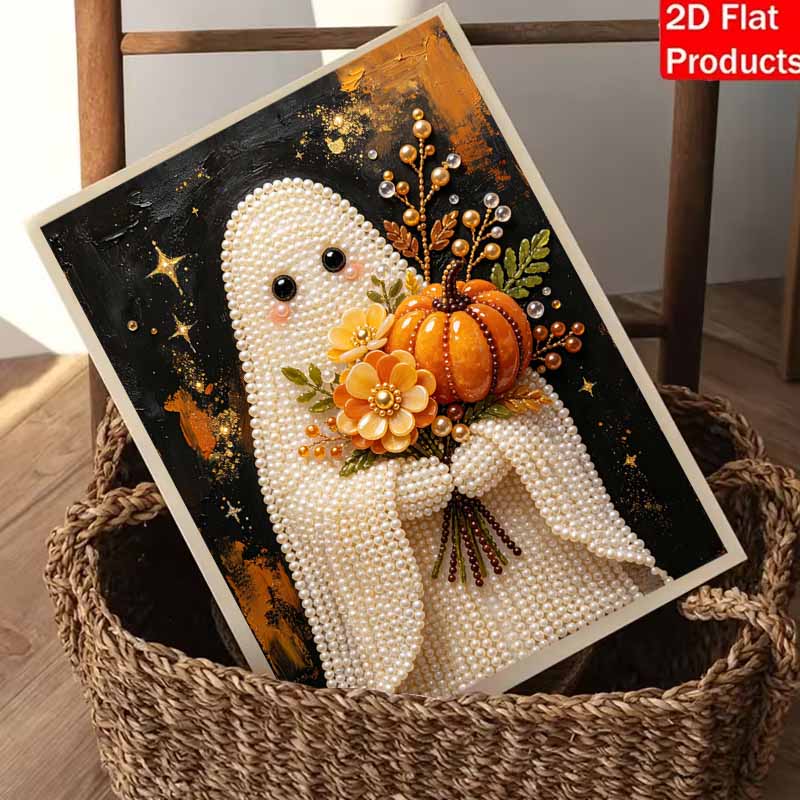 Halloween pearl painting art kit handmade diy ghost with pumpkin flowers home decorations
