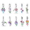 New 925 Sterling Silver Spring Tulip Pansy Flower Charms Bead Fit 925 Original Bracelets Fine DIY Jewelry Birthday Gift