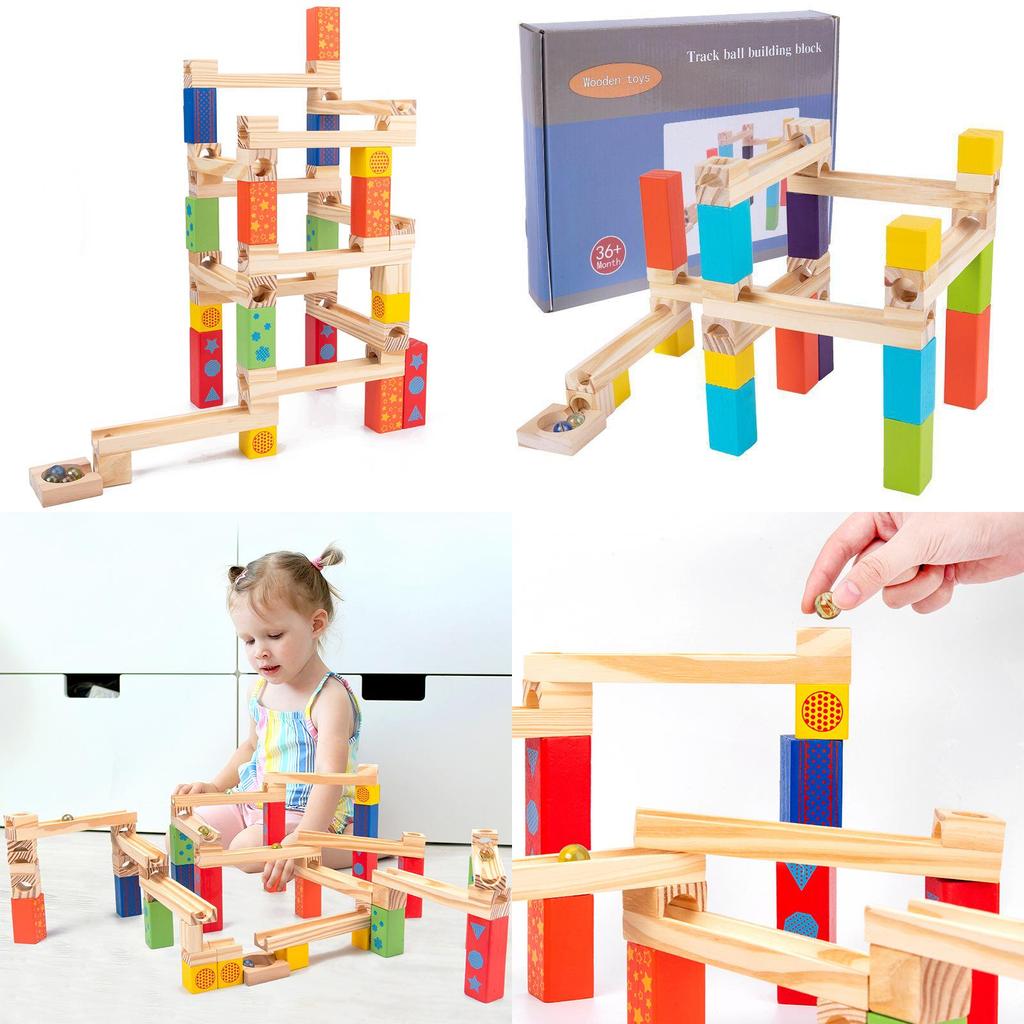 Wooden Ball Bearing Building Blocks For Kids Diy Sensory And Stem Toy