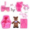 Three-Link Bow Tie Bear & Rabbit Silicone Mold for Chocolate Cake Decorating