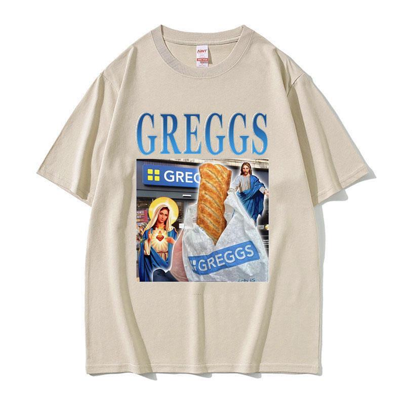 Greggs Homage Bakery Chain Funny Meme Graphic T Shirt Men Women Vintage Clothing Tees Casual Cotton Oversized Tshirt Streetwear