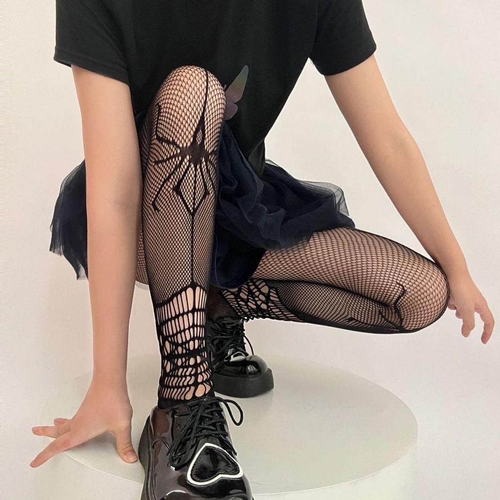 Колготки Halloween Gothic Spider Web - черные чулки в стиле Y2K