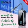 Bluetooth 5.4 AUX аудио передатчик приемник 2 в 1 беспроводной адаптер 3,5 мм с микрофоном HiFi стерео музыка для автомобиля ТВ ПК самолет динамик наушники
