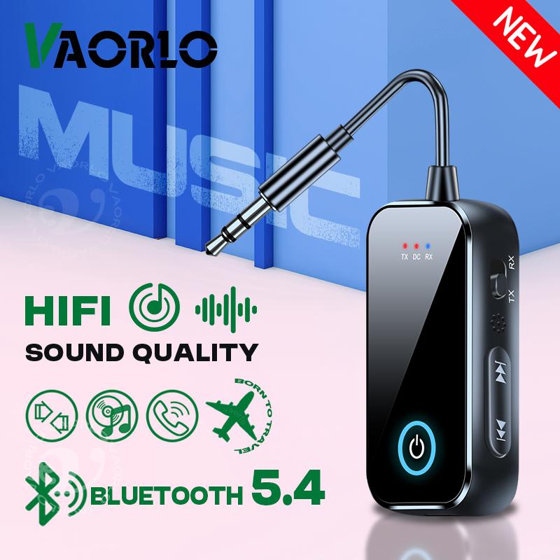 Bluetooth 5.4 AUX аудио передатчик приемник 2 в 1 беспроводной адаптер 3,5 мм с микрофоном HiFi стерео музыка для автомобиля ТВ ПК самолет динамик наушники