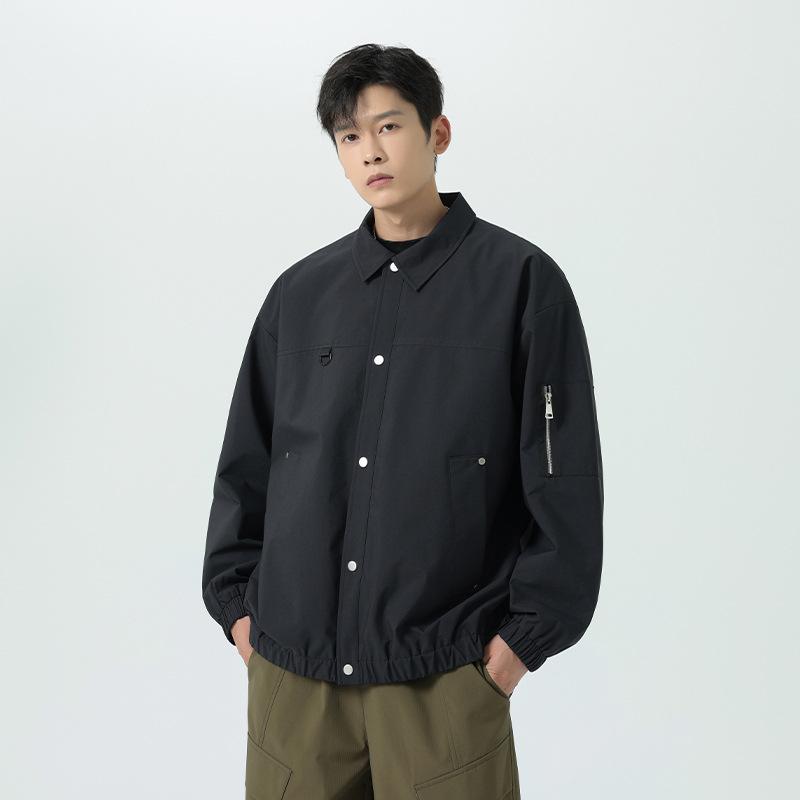 Куртка с воротником-бейсболкой, осеннее мужское пальто, свободная повседневная модная тонкая верхняя часть для мужчин