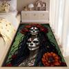 Gothic Skulls & Roses Art Rug Non-slip rug suitable for living room and bedroom sofas.