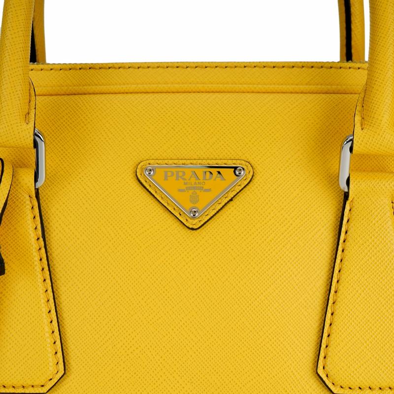 Prada Adjustable and removable shoulder strap zipper leather handbag briefcase men's yellow