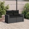 VidaXL Canapé de Jardin avec Coussins 2 Places, Siège avec Dossier et Accoudoir, Meuble de Patio Terrasse Extérieur, Noir 365971