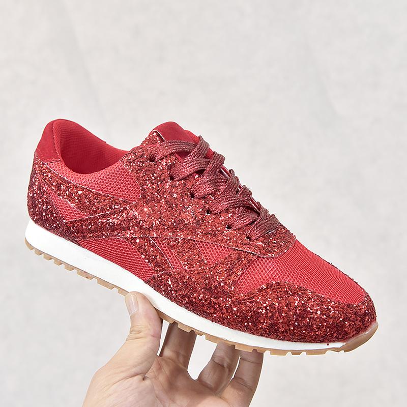 Fashion New Fashion Women Glitter Sneakers Casual Bling Vulcanized Shoes Female Mesh Lace Up Platform Comfort Fashion Shoes Plus Size 43