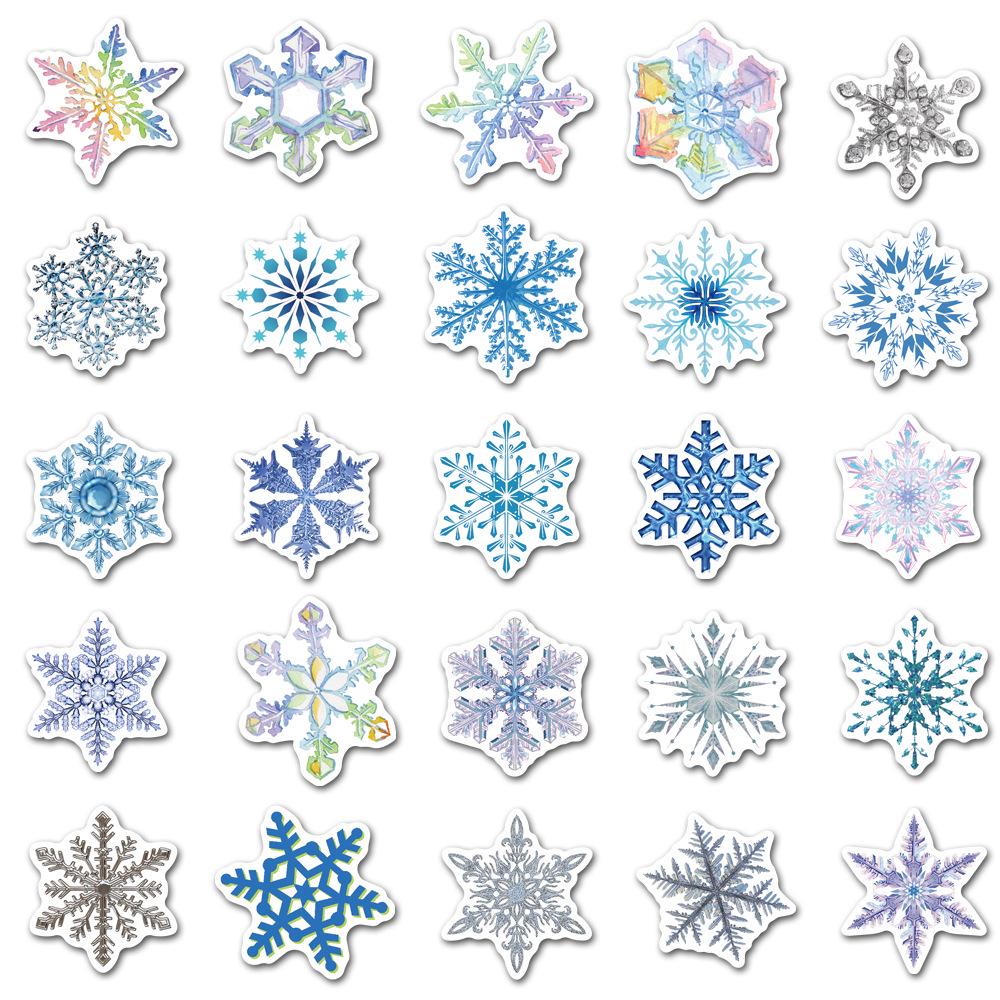 50 Christmas Snowflake Window Stickers: Waterproof, Removable Glass, Cabinet, and Door Decorations