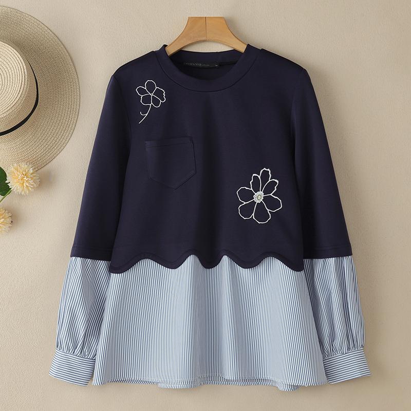 ZANZEA Женская повседневная толстовка с длинным рукавом в полоску в стиле пэчворк