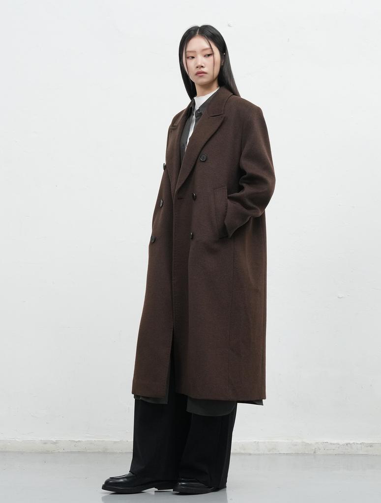 Generalidea Double-Breasted Wool Long Coat [Dark Brown] / Wbe3L10507
