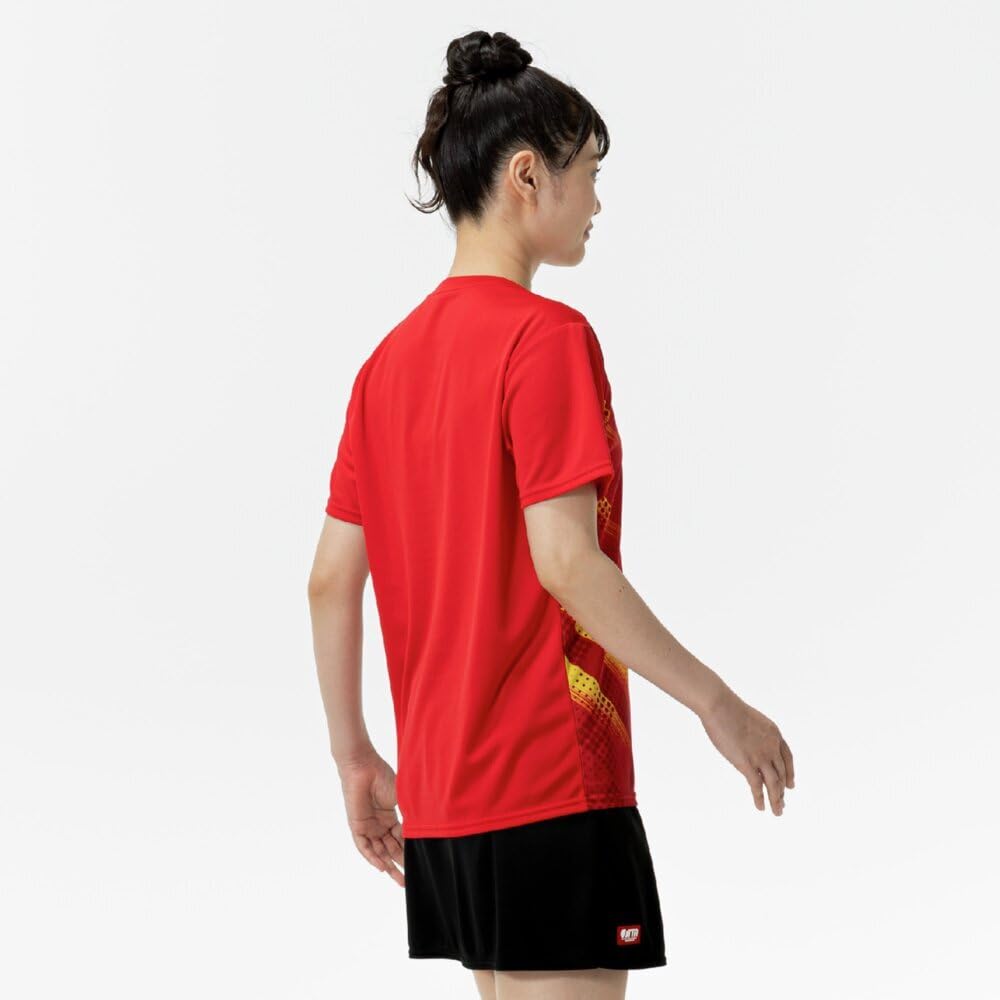Mizuno Настольный теннис Игра Короткая футболка JTTA Китайский красный, Рукав, Сертифицированный, Влагоотводящий, Быстросохнущий, Унисекс, 82JAC103,