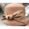 202308-2508937 Japan Ins Dropshipping Winter Wool Felt Hepburn Grace Bowknot Ribbon Lady Bucket Cap Women Leisure Fishermen Hat