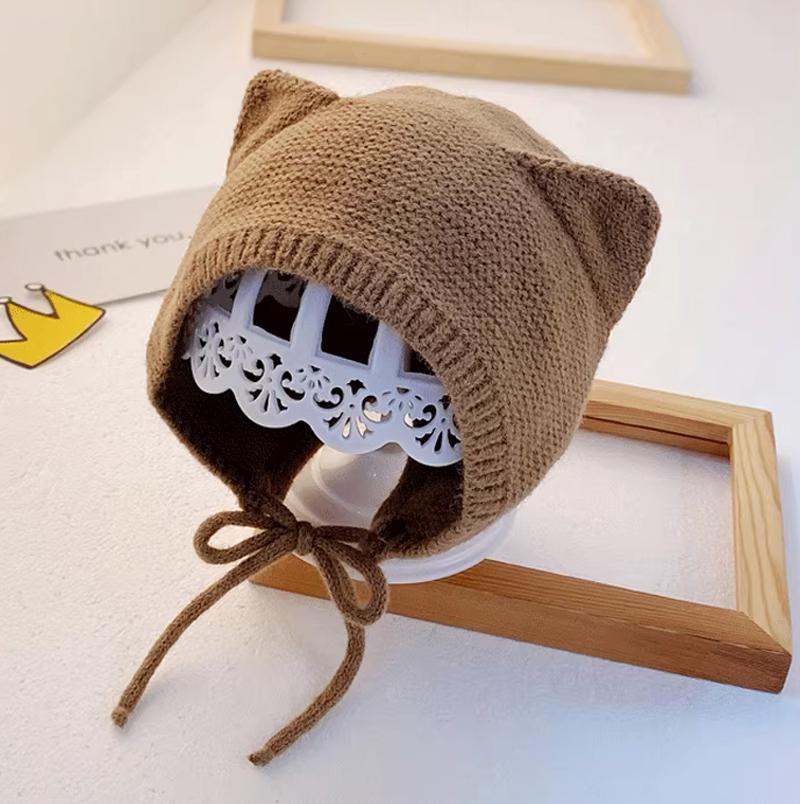 Детская шапка тонкой вязки из шерсти с защитой ушей для младенцев и маленьких детей, ручной вязки, для новорожденных, осенне-зимняя, баоту