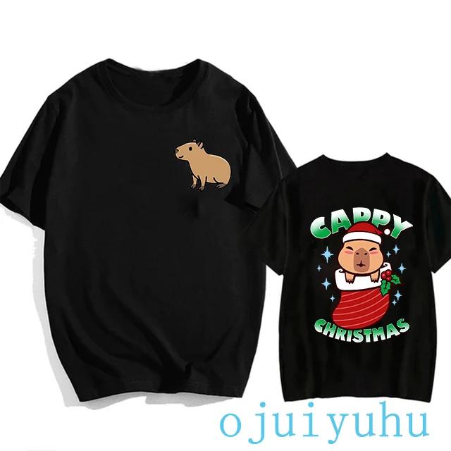 Модная футболка с капибарой для мужчин/женщин, футболка европейского размера, забавные футболки с капибарой в стиле Харадзюку, топы с мультяшным манга Y2k 90-х годов, гранж-футболка, одежда