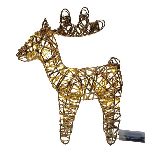Светодиодный светящийся рождественский олень, 20 теплых белых огней, металлическое украшение для двора для улицы, помещения, газона, сада, рождественский декор