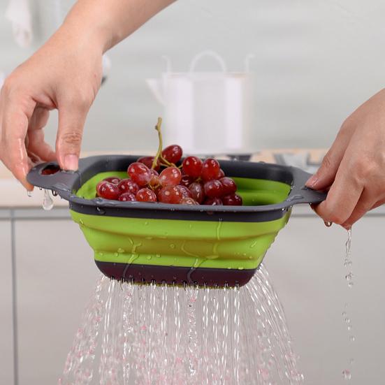 Складная корзина для слива с быстрым сливом, термостойкая, без содержания бисфенола А, кухонный дуршлаг для фруктов и овощей с ручками
