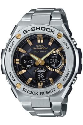 Мужские часы Casio G-Shock G-STEEL радиоуправляемые на солнечной батарее GST-W110D-1A9JF серебристые.