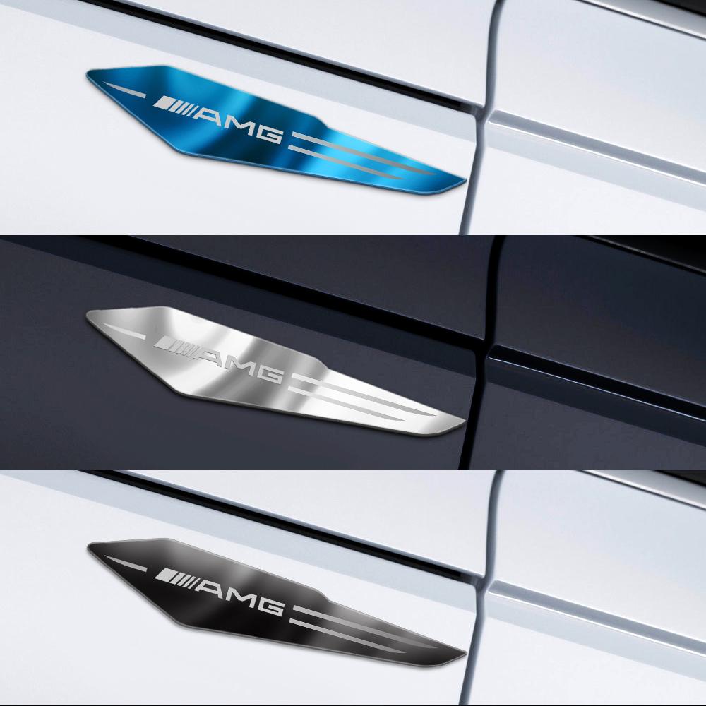 2Pcs 3D Reflective Metal Body Fender Decoration Sticker For Mercedes Benz AMG W210 W108 W204 W205 W211 W212 W124 CLA CLK CLS GLA