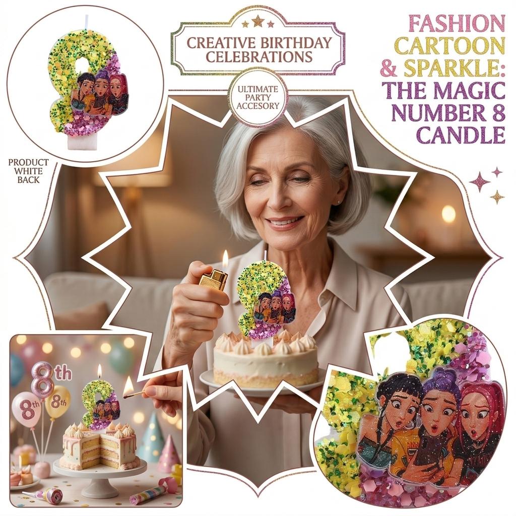 Fashion Cartoon Creative Birthday Candles Party Digital Candles