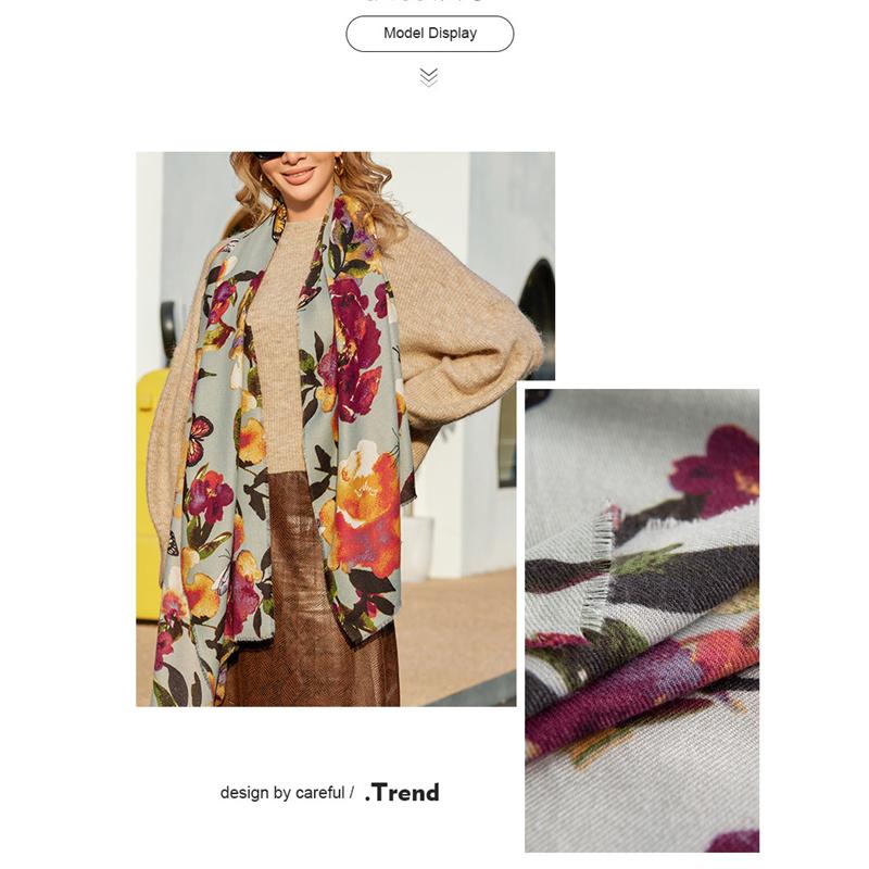 190*65cm High Quality Imitation Cashmere Scarf Autumn Winter Butterfly Printed Warm Shawl Women Gift