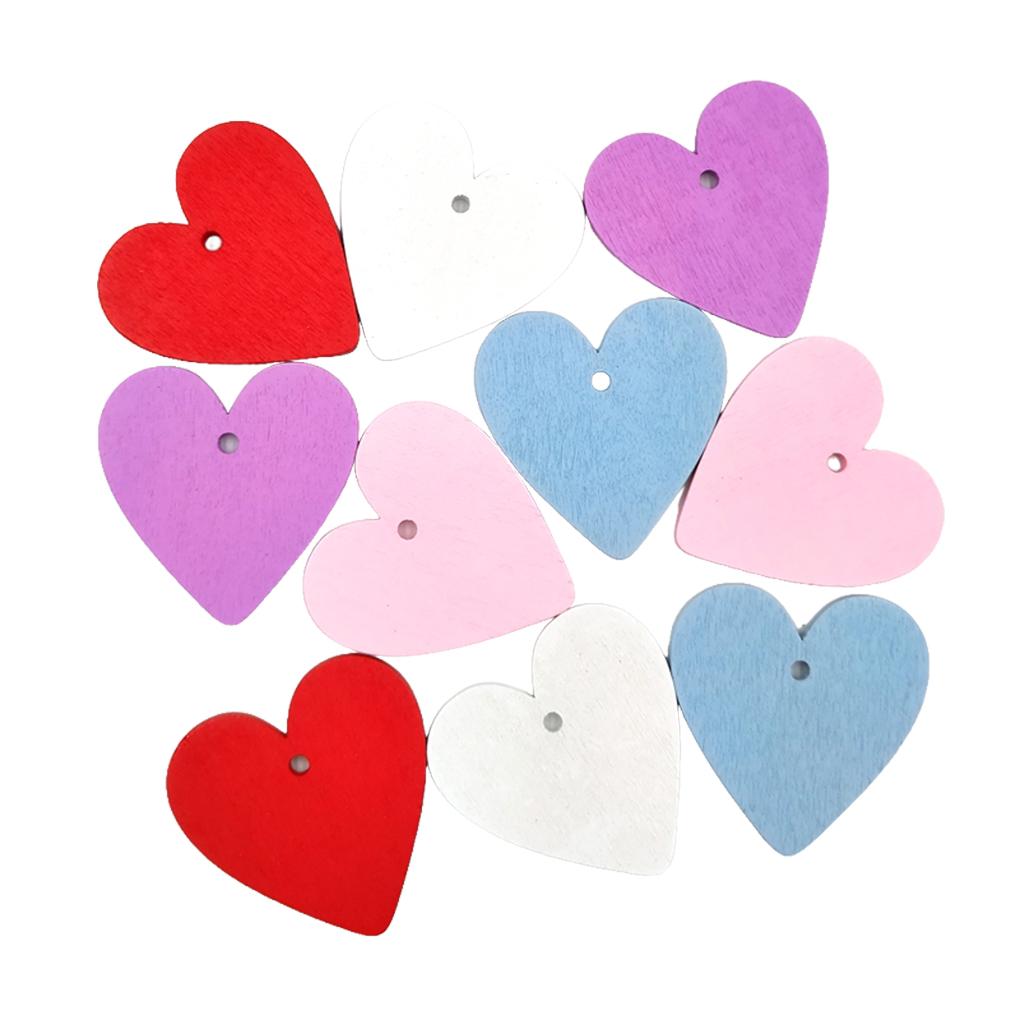 1 Set Wood Slices Including Rope Love Heart Shaped Hand-made Wooden Chips Lovely House Adorn for Party Scrapbooking Photo Album