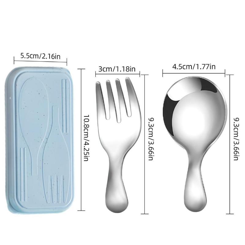 Набор столовой посуды из нержавеющей стали Ложка Вилка 2 шт. Портативный с коробкой Посуда для кемпинга на открытом воздухе Ланч Поход Кемпинг Приготовление пищи Путешествия Столовые приборы