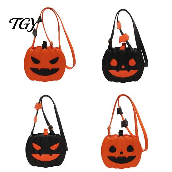 Halloween Trick or Treat Bag Cute Pumpkin Crossbody Bag, Waterproof Purse Lightweight with Adjustable Strap for Women Kids Pouch