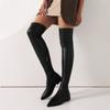 Fashion Elastic Thigh High Boots Women Soft Stretch Black Beige Over the Knee Boot Low Heels 2024 Autumn Winter Shoes Lady Large Size 48