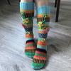 Pair of Women's Handmade Crochet Floor Socks Mid-Calf Colorful Socks Autumn &Winter INS-Style Long Women's Crocheted Floor Socks