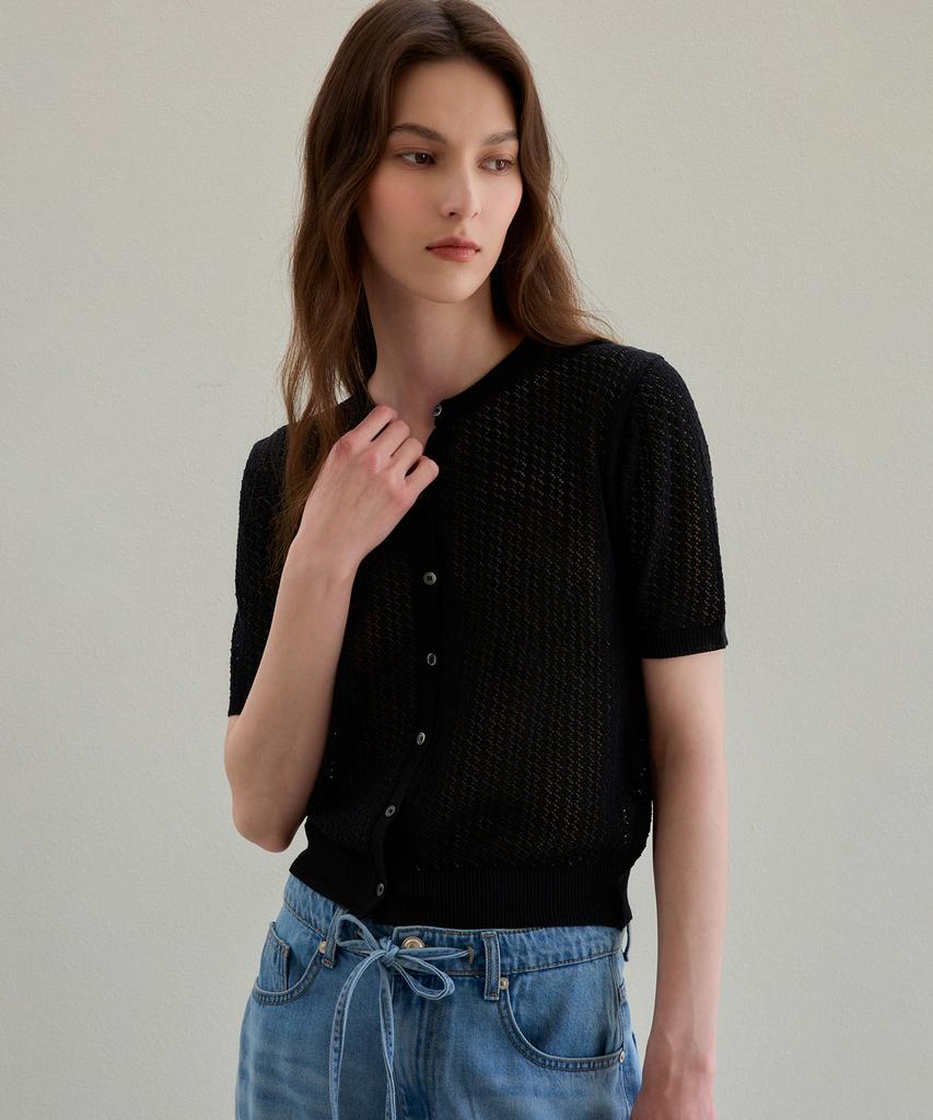 THEELO Diamond Pattern Cardigan (Black)