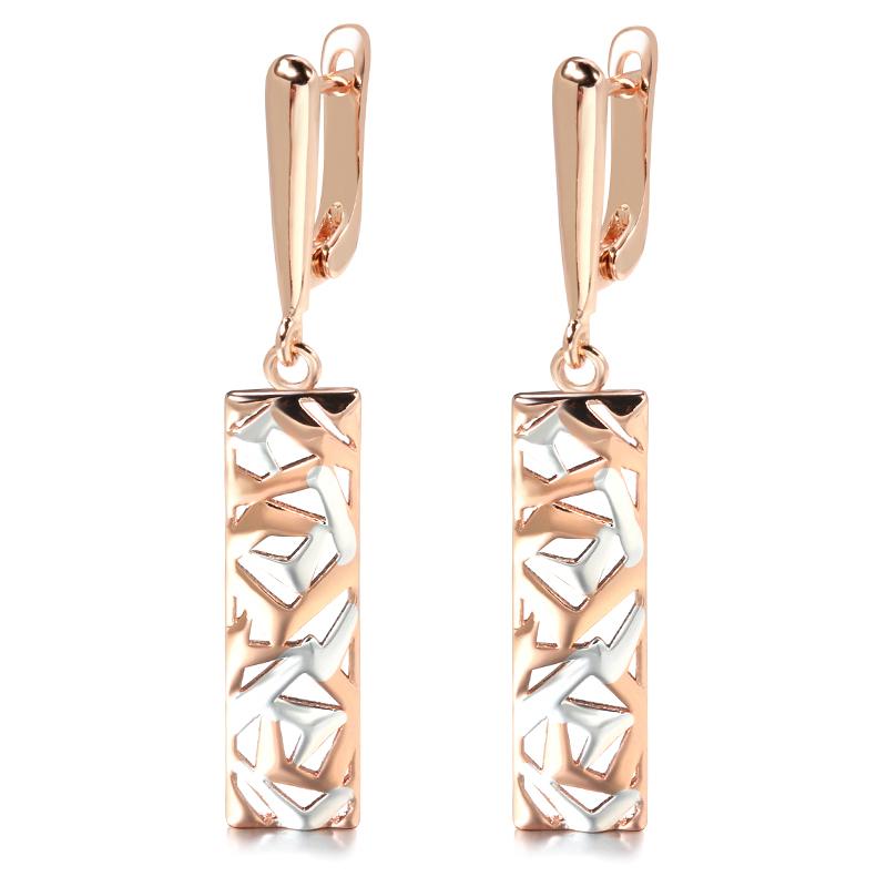 Kinel Rose Gold Color Square Long Earrings For Women Silver Mix Boho Jewelry
